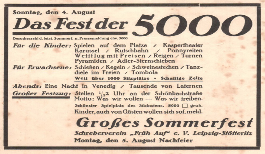 Werbung für das Sommerfest 1931