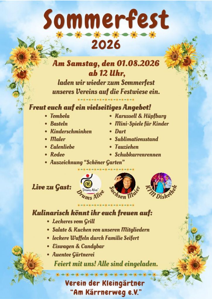 Ankündigung Sommerfest 2026